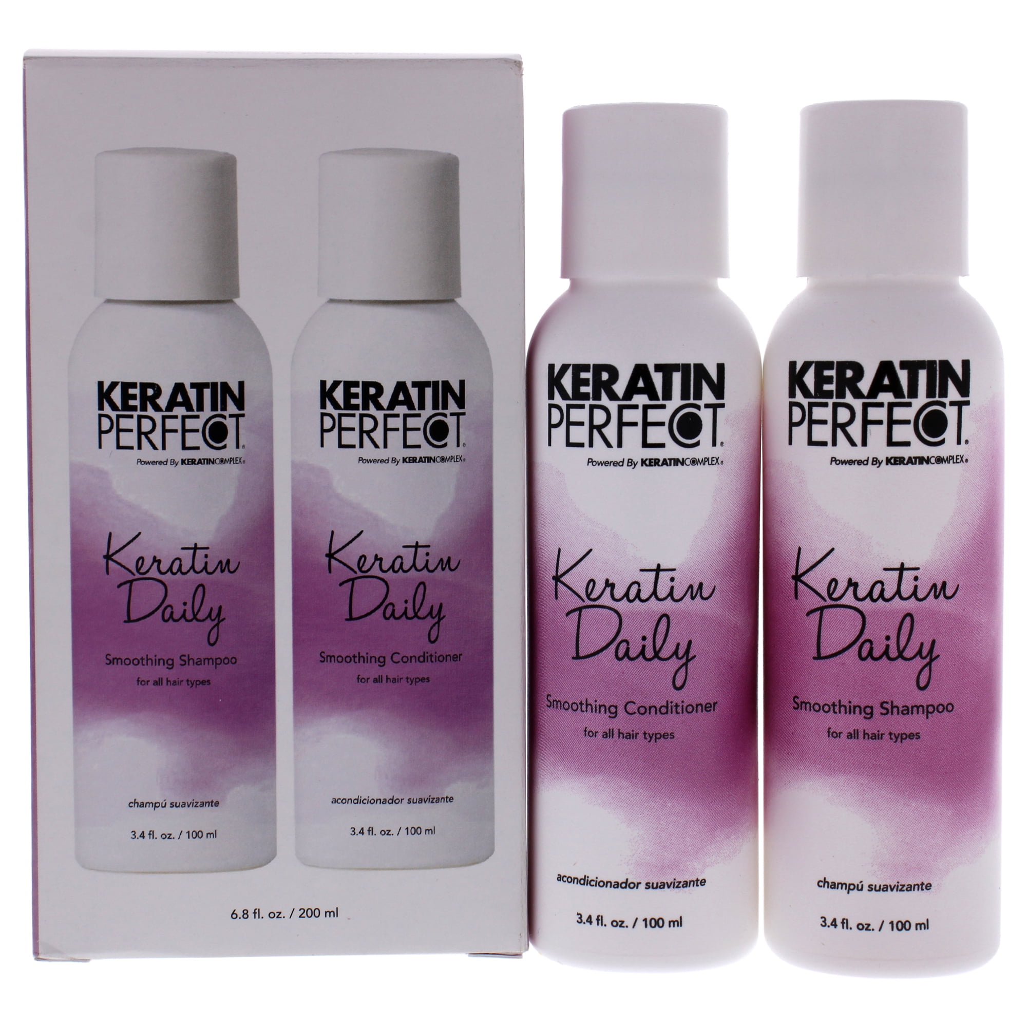 Keratin Dúo Diario De Queratina Perfect Para Unisex: Champú De 2 Piezas De 3,4 Oz Y Acondicionador De 3,4 Oz