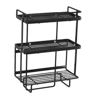 Magideal - Organizador De Baño Para Almacenamiento Sobre El Inodoro, Estante Para Inodoro, Organizadores De Baño De Acero Para Toallas De Papel, Champú, Con Base , Negro De 3 Niveles.