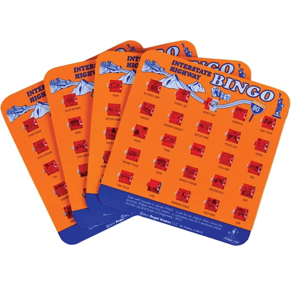 Bingo Cards Regal Games con obturador en la punta de los dedos, 4 paquetes, color naranja