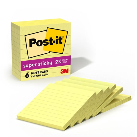Sticky Notes Post-it Super Sticky Notes, con forro superadhesivo, 6 blocs
