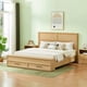 thumbnail image 1 of Cama King Size con cabecera geométrica 3D y banco de almacenamiento - almacenamiento de 4 cajones, muebles modernos de dormitorio, 1 of 6