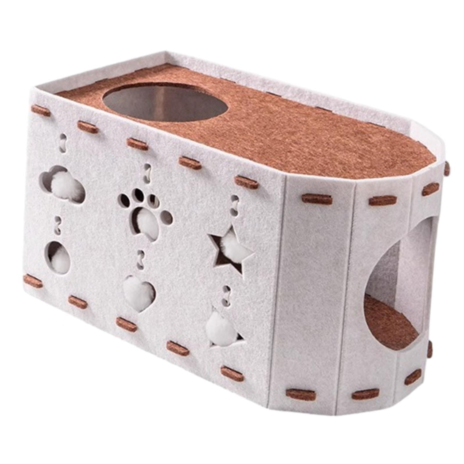 Ioensy - Casa Para Gatos De Cartón Rascador Con Agujero Interactivo, Garra Y Cama De Fieltro