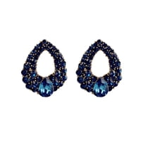 Prusia - Aros Pendientes Diseño Gota Piedras Azules