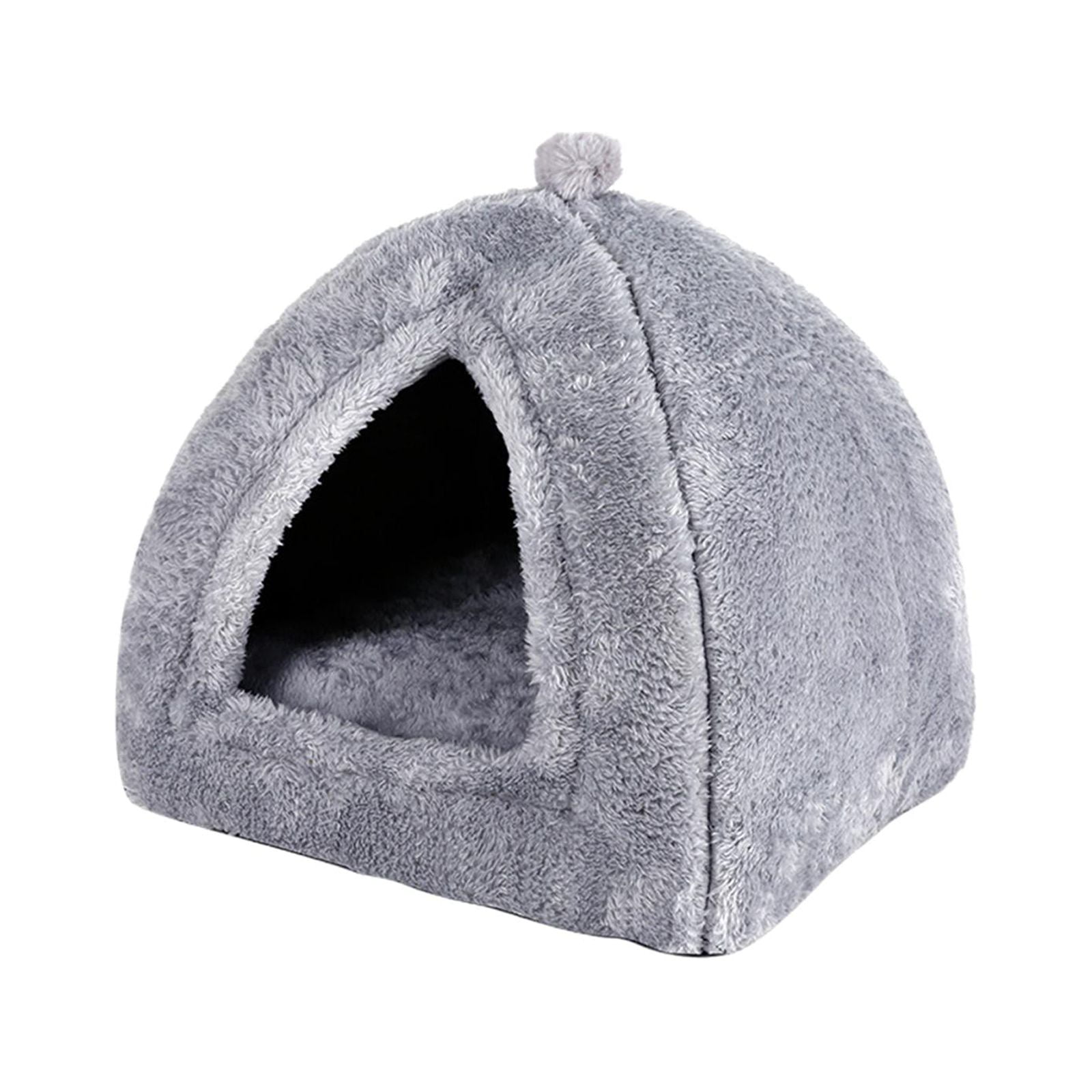 Ioensy - Cama Cueva De Felpa Cama Para Mascotas Cama Para Dormir Para Conejos Animales Pequeños Gatito Cachorro Gris L