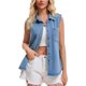 thumbnail image 1 of INSPIRE CHIC Camisa de Jean sin Mangas para Mujer con Botones y Cuello, Blusa de Mezclilla con Bolsillos 2XL Azul Cielo, 1 of 6