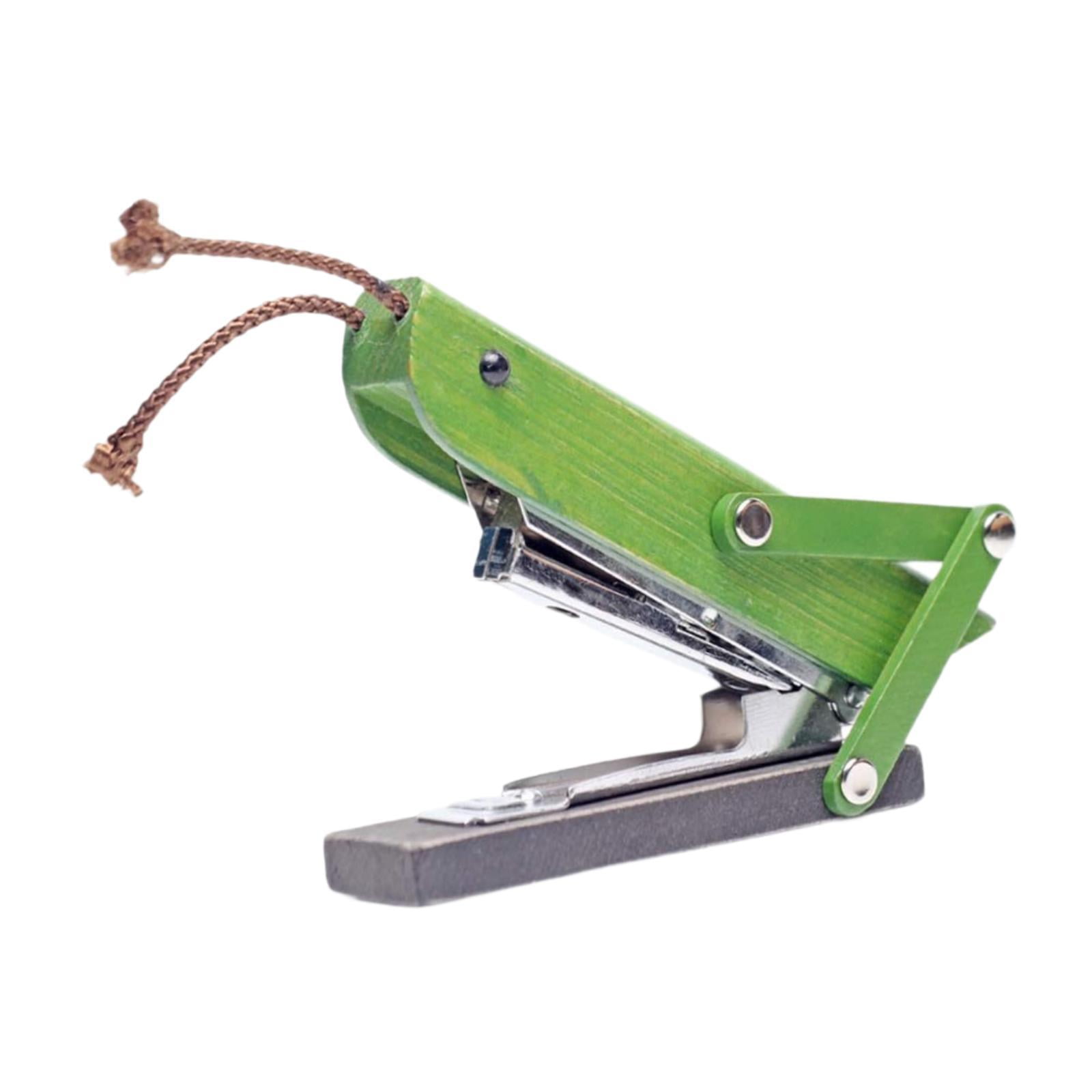 Magideal - Grapadora De Escritorio, Grapadora Manual, Decoración De Escritorio Portátil, Mini Grapadora De Metal Compacta, Grapadora De Saltamontes De Madera Par