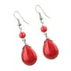 thumbnail image 1 of Temperamento Textura Turquesa Pendientes Nupcial Cuelga Gota Oreja Anillos Rojo, 1 of 3