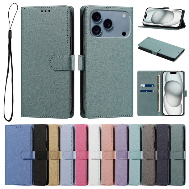 Cartera Funda para iPhone 18 Pro Carga Inalámbrica, Verde Oscuro