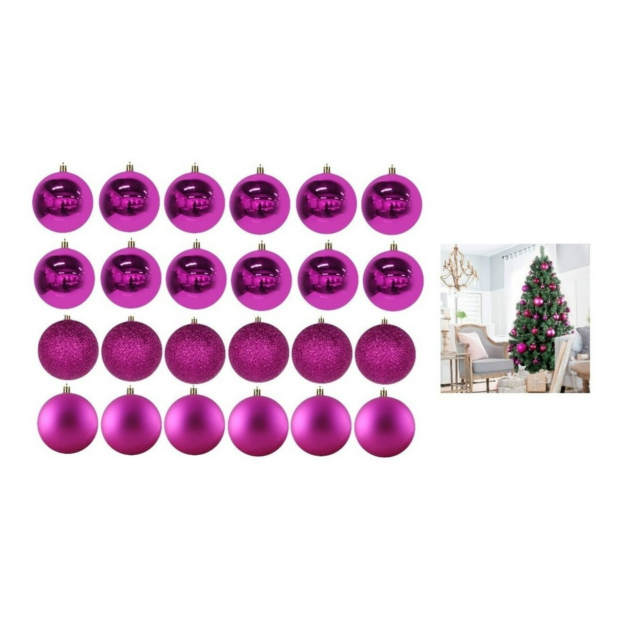 Genérico - X24 Esferas Navidad Decorativa Bambalina Adorno Fucsia 6cm
