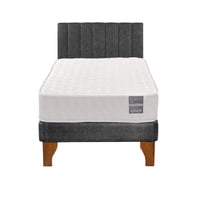 5º Sueño - Cama Europea 1 Plaza Luna + Respaldo Tubular Madera Gris