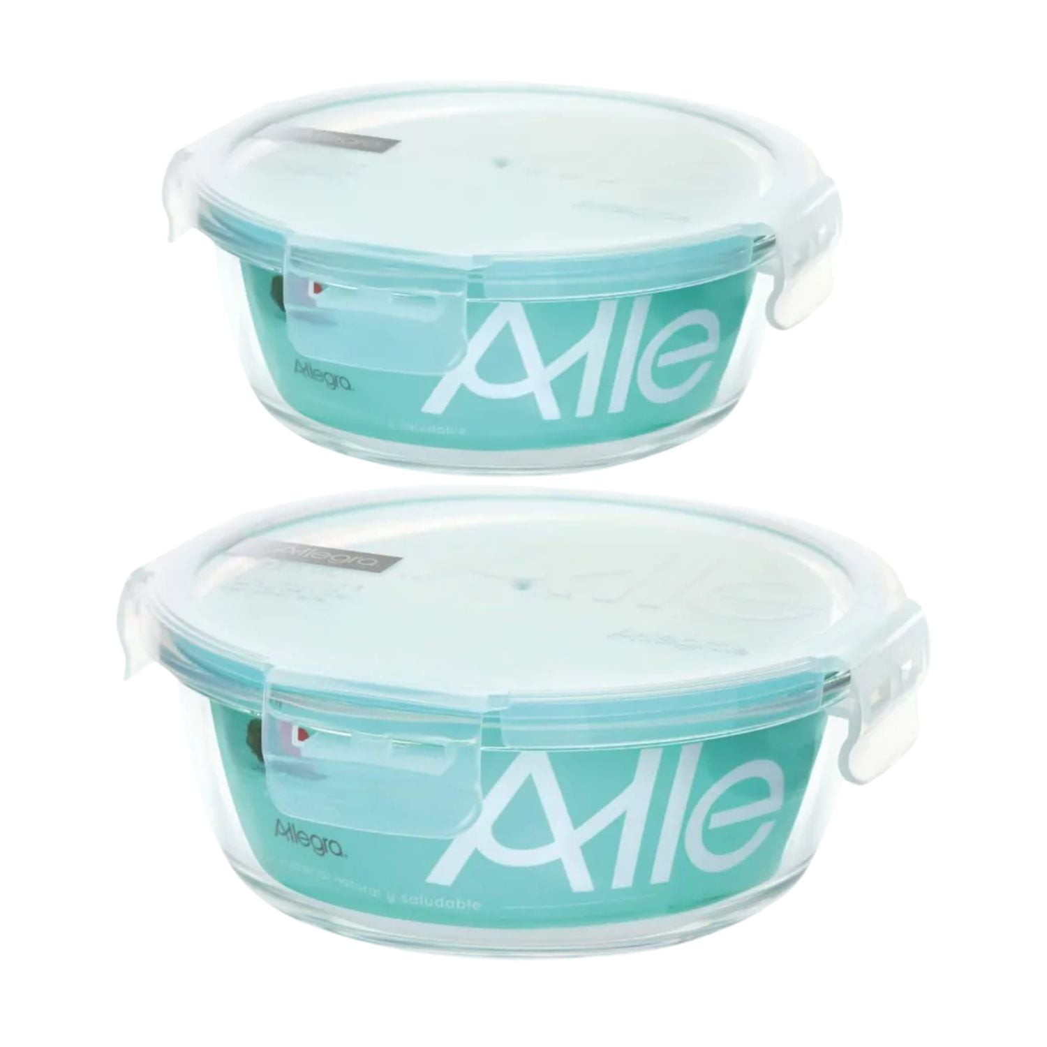 Set 2 Contenedores Hermeticos Vidrio Redondos Allegra