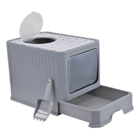 Genérico - Arenero Bandeja Sanitaria Grande Gato Cerrado Filtro Y Pala Gris Oscuro