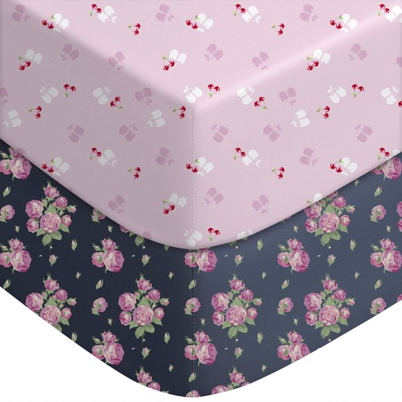 Juego de 2 sábanas ajustables Yoofoss Mini Cuna 96 x 66 cm Rosa Cereza