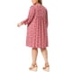 thumbnail image 3 of Agnes Orinda Vestido de Verano Talla Grande para Mujeres Escuela Universidades Vestido Midi Flowy con Cordón en el Cuello en V Babydoll Sundress 1X Rojo, 3 of 6