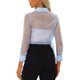 thumbnail image 3 of INSPIRE CHIC Camisa de Mujer con Botones al Frente, Cuello en Punta, Malla Transparente, Mangas Largas, Talla S, Azul Claro, 3 of 6