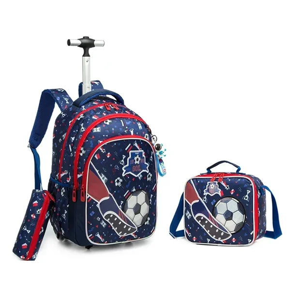 Children School Rolling Backpack Bag Wheeled Backpack for Boys School Trolley Bag Wheels Kids Travel Luggage Trolley Bag Set