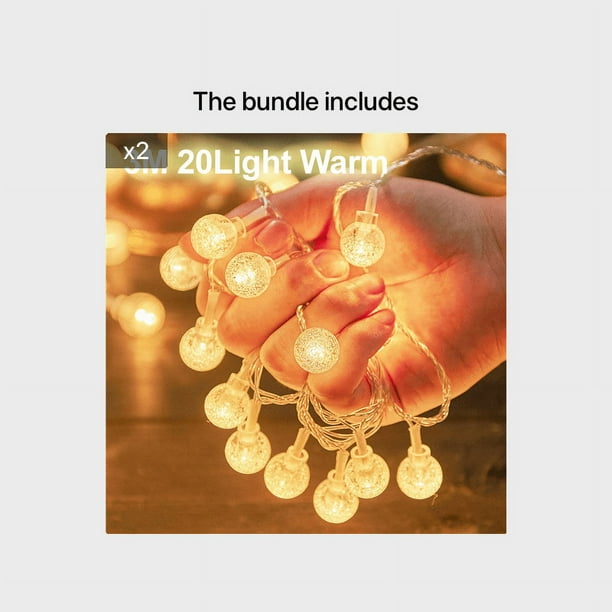Christmas Lights 118.11inch Crystal Balls LED Fairy String Lights Christmas Decoration Garland Festoon Led Light Room Decor Navidad Noel 2022 New Year USB/Battery Power LED Ball Garland Lights Waterpr