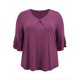 thumbnail image 4 of GRACE & GRANDEUR Blusas Casuales de Mujer Tallas Grandes con Doble Capa, Mangas con Volantes 3/4, Cuello en V y Frente Plisado 1X Púrpura, 4 of 5