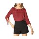 thumbnail image 1 of INSPIRE CHIC Blusa de Mujer con Cuello Volante, Manga Media, Transparente, Verano, Lunares, Talla 3XL, Rojo Vino, 1 of 8