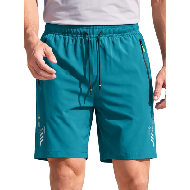INSPIRE CHIC Pantalones Cortos Deportivos para Hombre de Secado Rápido con Bolsillos con Cremallera 3XL Azul Lago