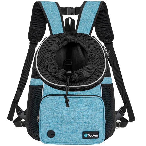 Mochila de transporte frontal para perros PetaMi Teal Blue para 7 kg