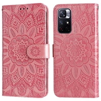 Funda Tipo Cartera Foxdock Para Xiaomi Poco M4 Pro 5G , Diseño Girasol En Relieve, Cuero Pu, Cierre Magnético, Soporte Y Tarjetero