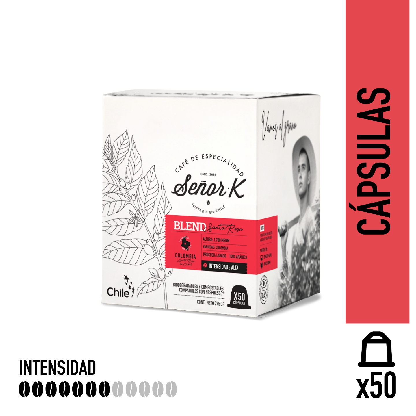 Café Señor K - Café Blend Santa Rosa Señor K Cápsula Espresso 50 Unids