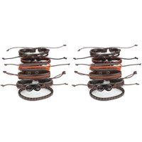 2 Juegos De Pulseras Trenzadas De Cuero Multicapa, Brazaletes De Moda, Joyería De Muñeca Unisex