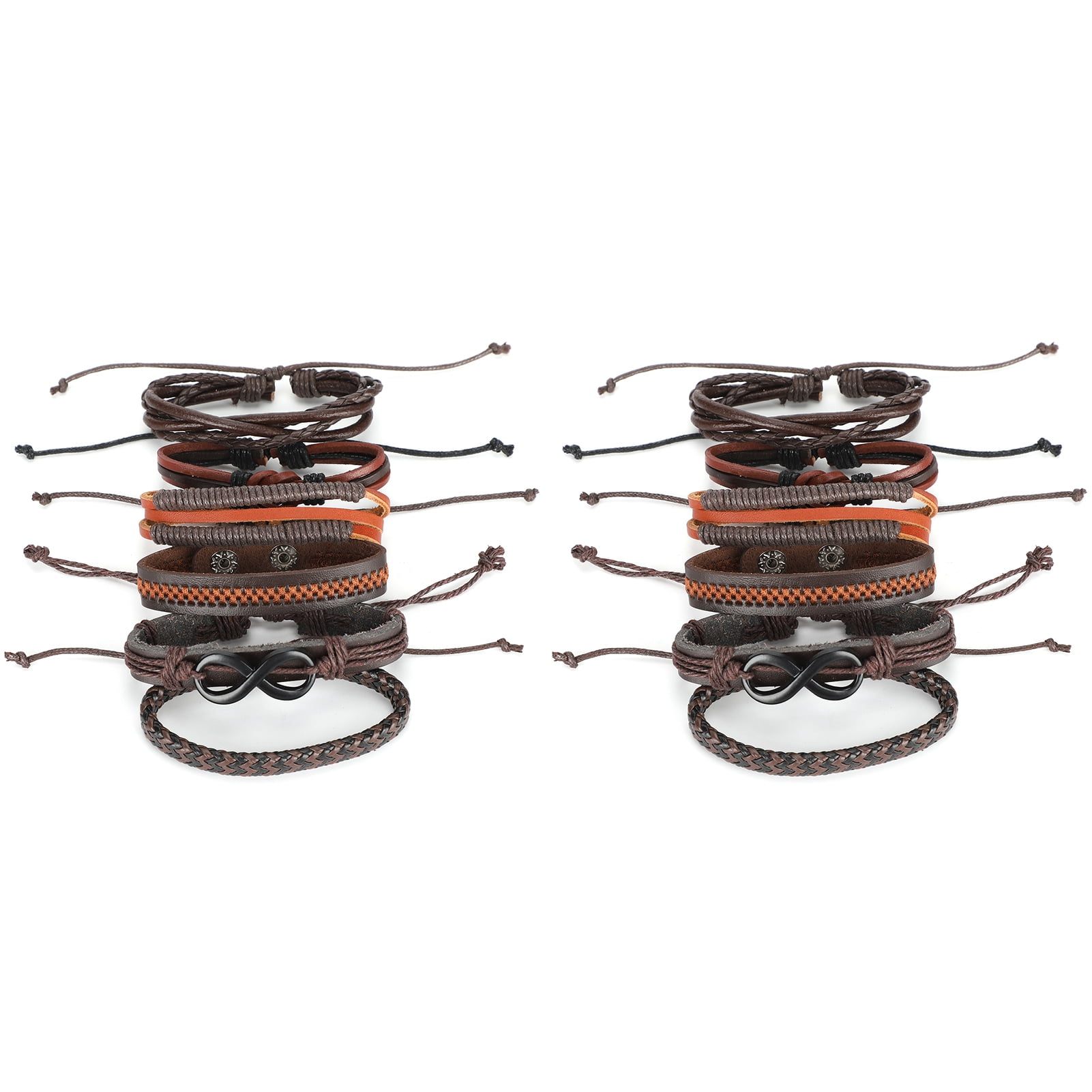 2 Juegos De Pulseras Trenzadas De Cuero Multicapa, Brazaletes De Moda, Joyería De Muñeca Unisex
