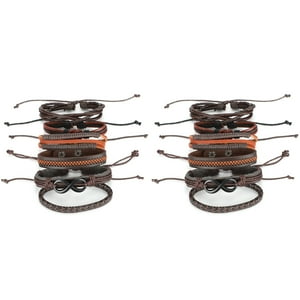 2 Juegos De Pulseras Trenzadas De Cuero Multicapa, Brazaletes De Moda, Joyería De Muñeca Unisex