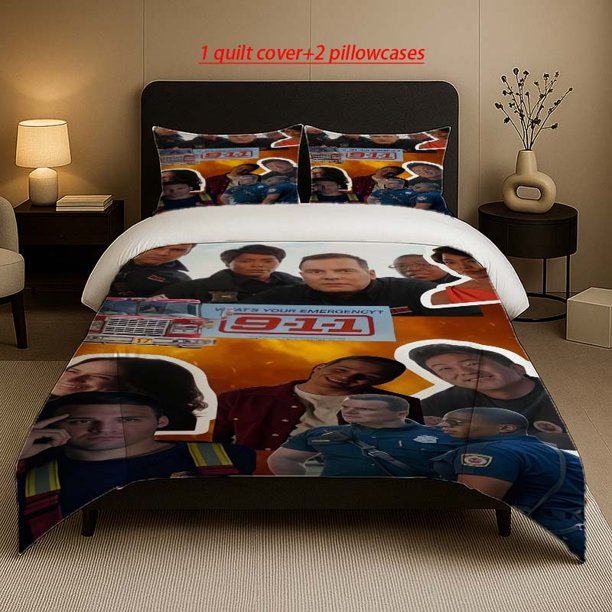 "9-1-1" TV Series Emergency Rescue Characters and Scenes Pattern Bedding Set Soft and Comfortable Suitable for All Seasons