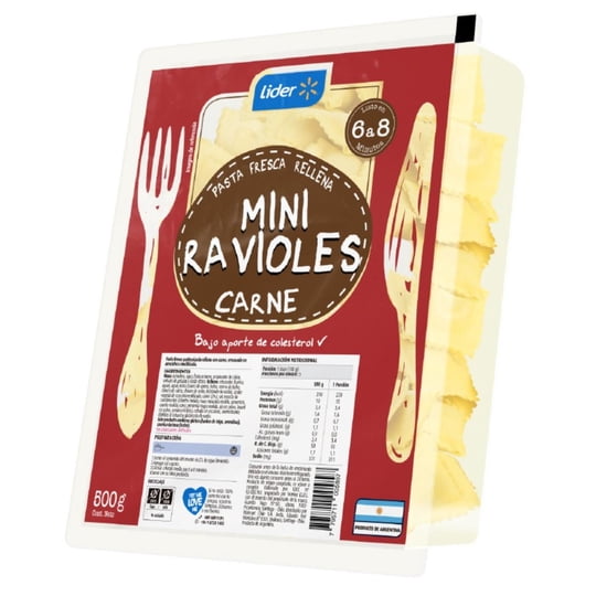 Pasta Fresca Raviolitos Carne 500 g Lider