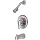 thumbnail image 1 of Grifo Kingston Brass Chatham para bañera y ducha con una sola manija, níquel cepillado, 1 of 2