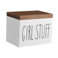 Magideal - Soporte De Tampón Para Baño, Caja De Cosas Para Mujer, Tapa Con Bisagras, Caja De Pañuelos, Divisor Extraíble, Organizador Para Almohadilla, Caja De A Blanco