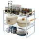 thumbnail image 1 of Repisa organizadora 2 niveles de acero y madera blanco 34 cm – estante multiuso estilo nórdico, 1 of 5