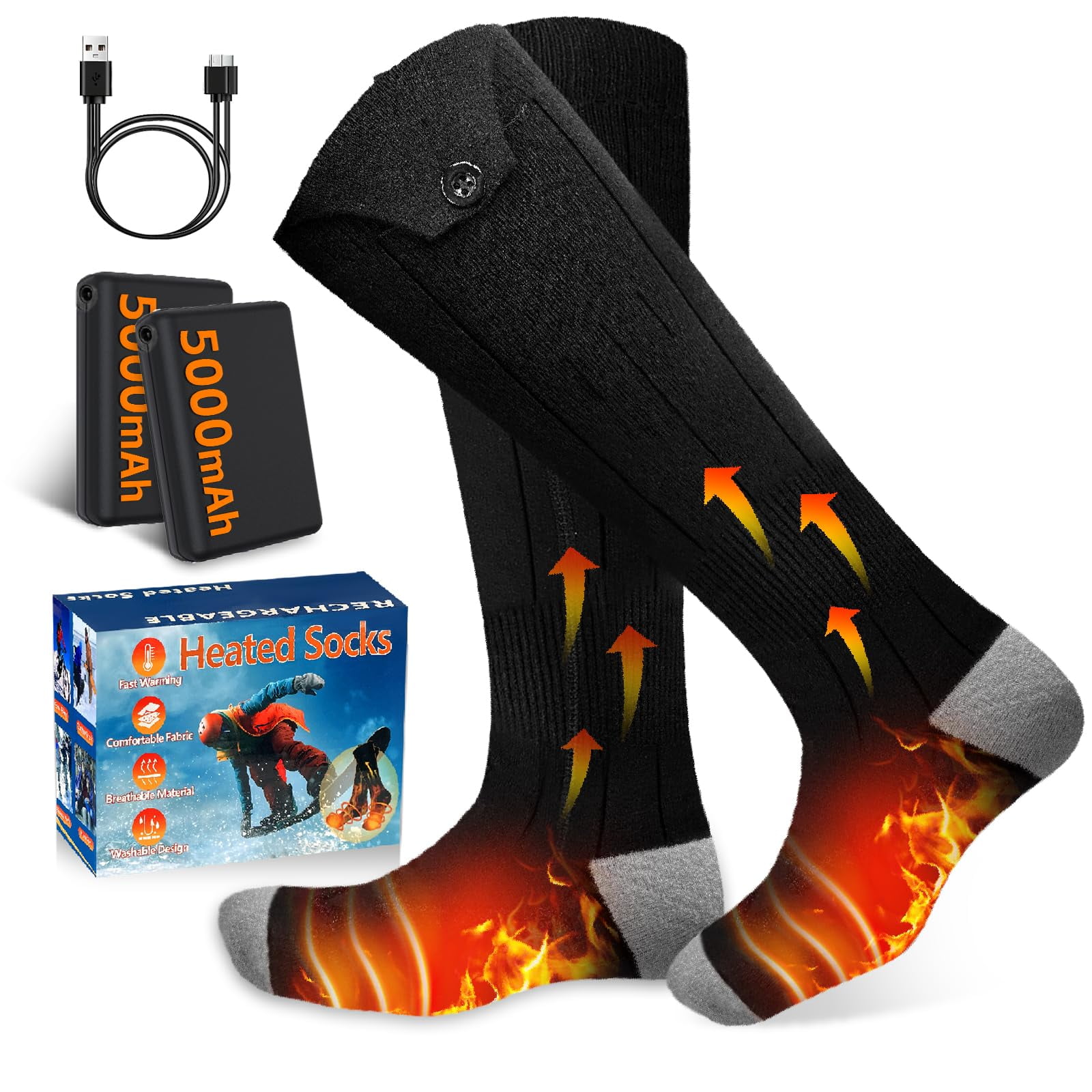 Heated Socks Hnxkb, Batería Recargable De 5 V 5000 Mah Para Hombre