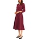thumbnail image 4 of INSPIRE CHIC Vestido de Trabajo para Mujer Línea A 3/4 Mangas Elegante Vestido Midi Burdeos S, 4 of 5