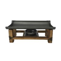 Ioensy - Parrilla Pan Plancha Con Estante De Madera Para Picnic Barbacoa Calefactada Con Alcohol Pequeña