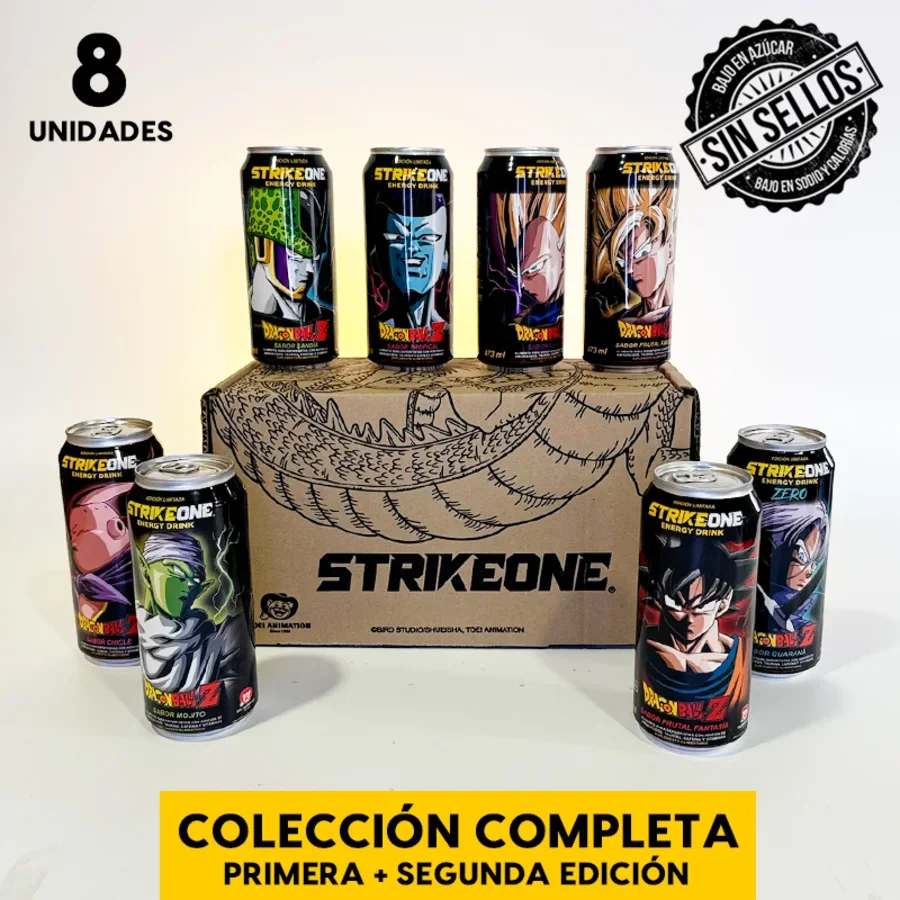 Caja Regalo Dragon Ball Z - Bebida Energética 8 Unidades 473 Ml C/u - Strikeone Colección Completa.