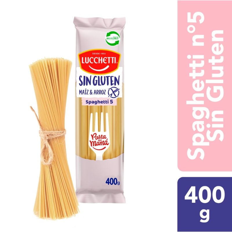Fideo Pasta Sin Gluten Spaghetti N°5 Bolsa 400 g Lucchetti