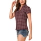 thumbnail image 4 of INSPIRE CHIC Camisas de Cuadros para Mujer Cuello en Punta Abotonado Blusas para Regreso a Clases Burdeos L, 4 of 7
