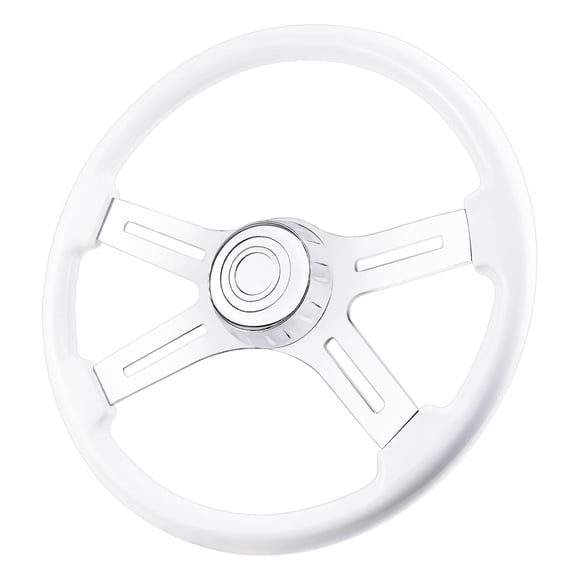 Volante QYMOPAY de 46 cm blanco, 4 radios de aluminio