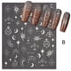 thumbnail image 2 of 3pcs,Sun Star Moon Design Nail Art Stickers,Self Adhesive Golden Silvery Bronzing Nail Art Decals For DIY Or Nail Salons, 2 of 2