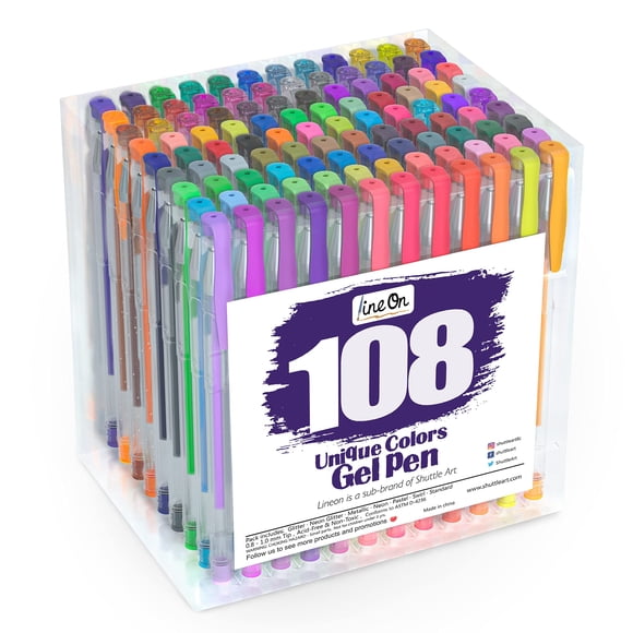 Set de bolígrafos de gel Lineon 108 colores para libros de colorear para adultos