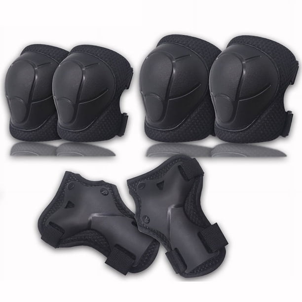Conjunto de seis piezas de equipo de protección para patinaje sobre ruedas para niños, casco deportivo, equipo de protección para patineta, rodilleras y coderas.