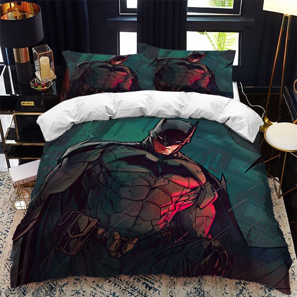 Batman Printed Quilt Duvet Cover Pillowcase Included Bedding Set3-Piece Bedding Set (1 Duvet Cover + 2 Pillow Shams)