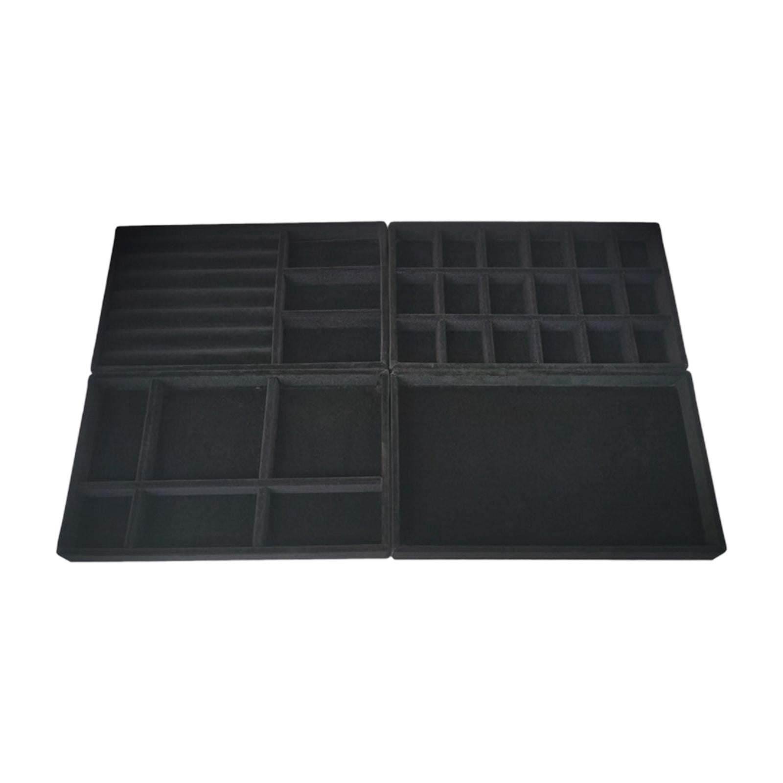 Ioensy - 4 Uds Bandejas De Joyería Organizador Multiusos Ahorro De Espacio Para Pulsera De Anillo Negro