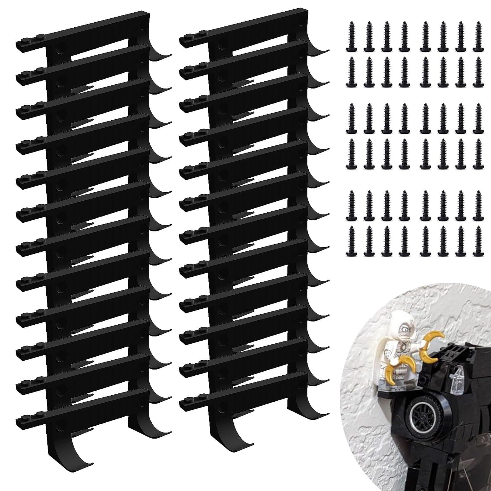 Soporte De Pared Para Lego Speed Champions Sets Teyouyi, 24 Unidades, Negro