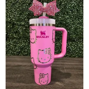 Zealous Nutrition - Vaso Térmico Hello Kitty Stanley 1,2Lts | Diseño De Kitty Diciendo Hola | Rosa Peonía