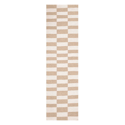 Bazhars - Alfombra Pasillo 070X240 Cm Kilim Galle Op Art Nw Beigeblanco